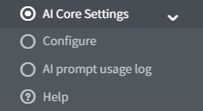 ai core setting navigation menu